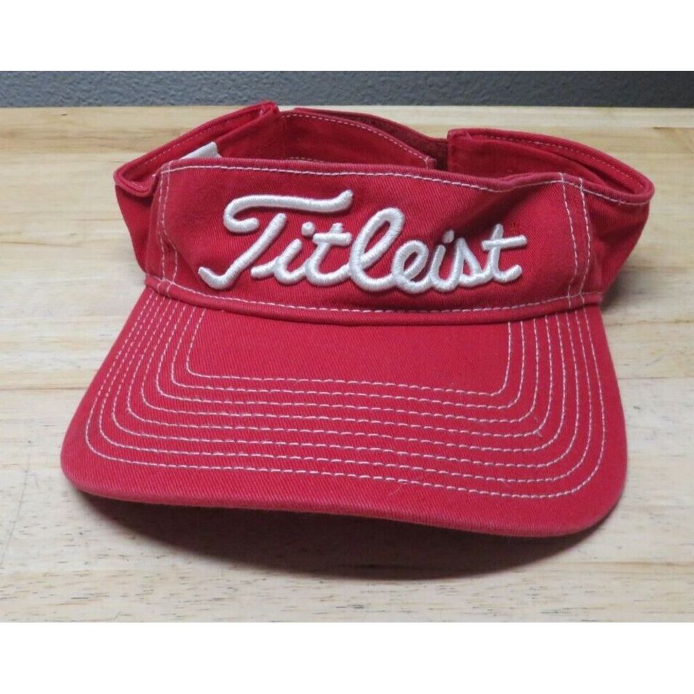 Titleist Pro V1 Red White Sun Visor Strapback Cotton Golf